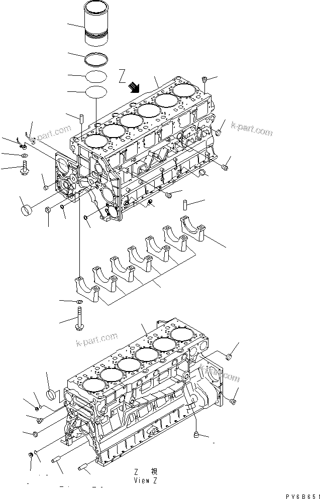 Komatsu parts book diagram for SA6D140E-3L-7 S/N 110001-UP: CYLINDER BLOCK