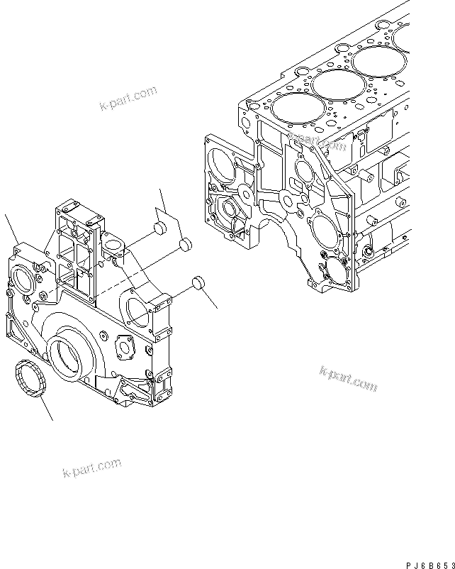 Komatsu parts book diagram for SA6D140E-3L-7 S/N 110001-UP: FRONT COVER (AIR COMPRESSOR SPEC.)