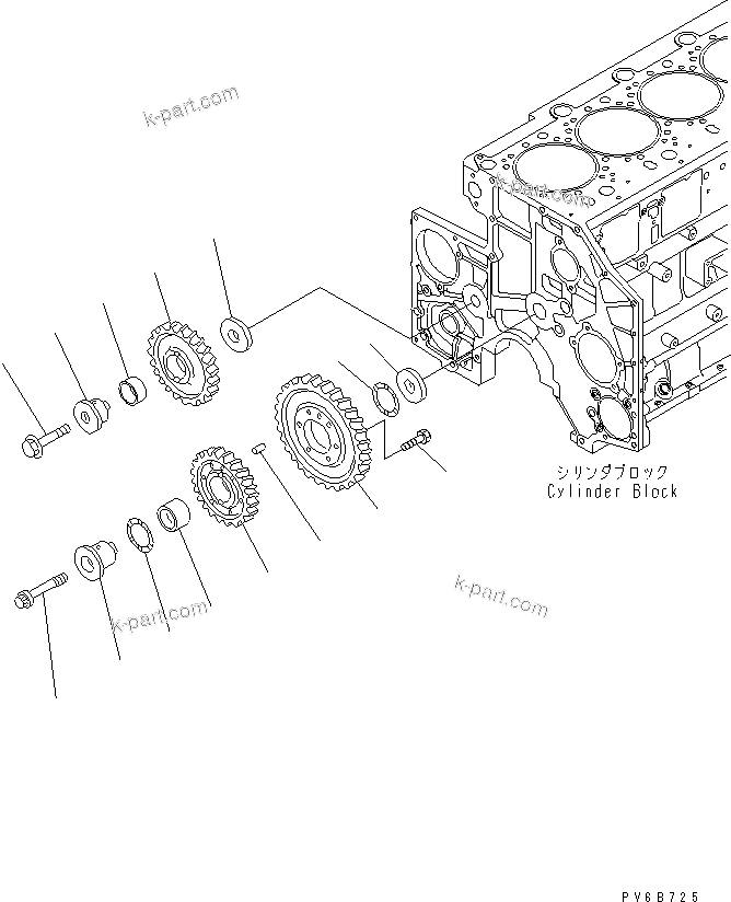 Komatsu parts book diagram for SA6D140E-3L-7 S/N 110001-UP: IDLER GEAR