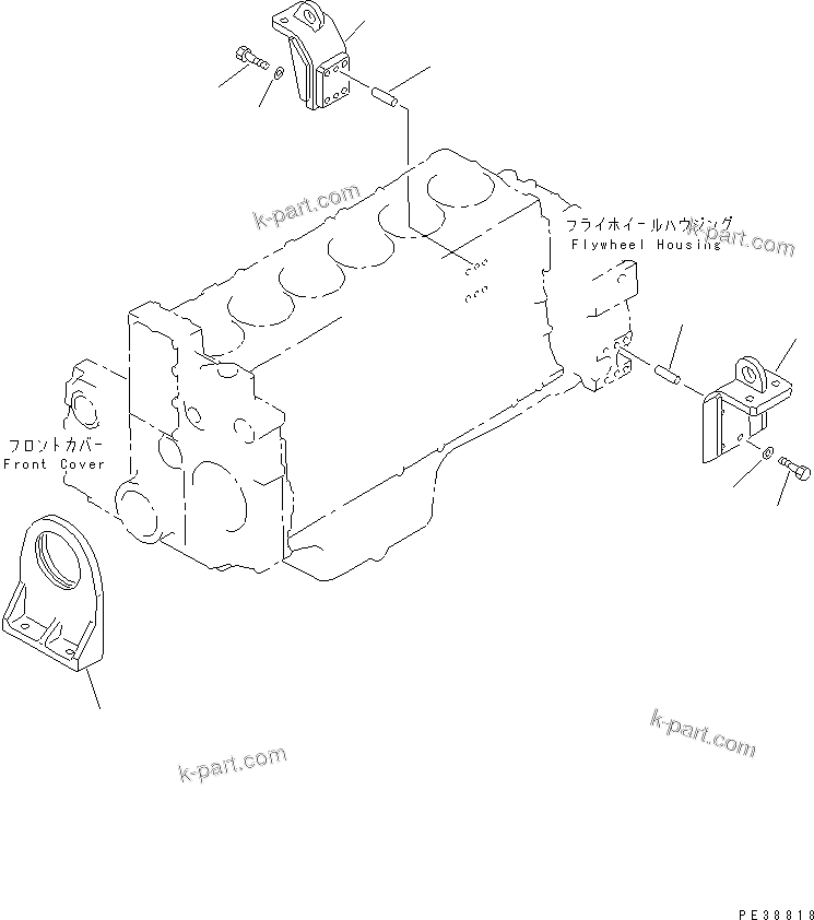 Komatsu parts book diagram for SA6D140E-3L-7 S/N 110001-UP: ENGINE MOUNTING