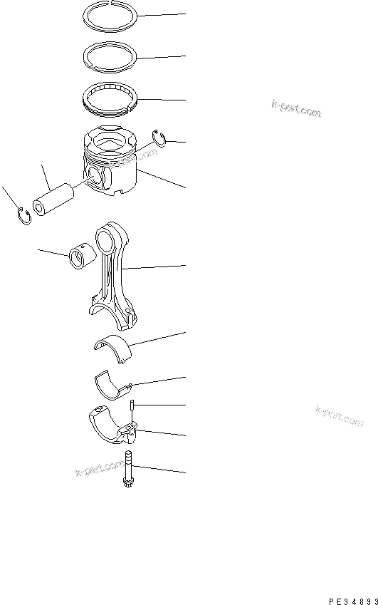 Komatsu parts book diagram for SA6D140E-3L-7 S/N 110001-UP: PISTON