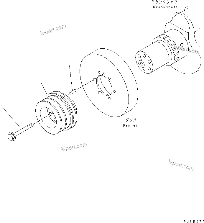 Komatsu parts book diagram for SA6D140E-3L-7 S/N 110001-UP: CRANK PULLEY (SANDY AND DUSTY SPEC.)