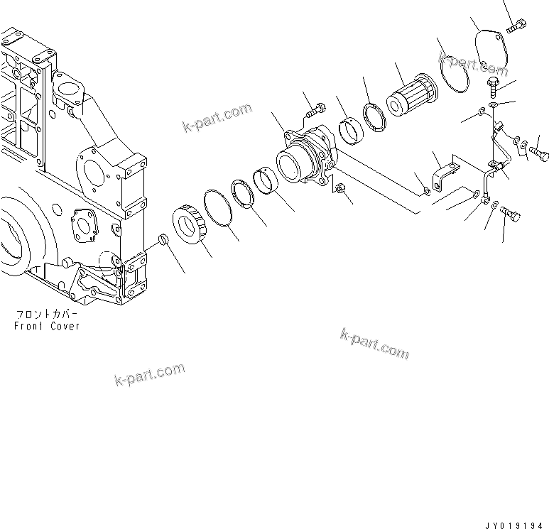 Komatsu parts book diagram for SA6D140E-3L-7 S/N 110001-UP: FRONT POWER TAKE OFF