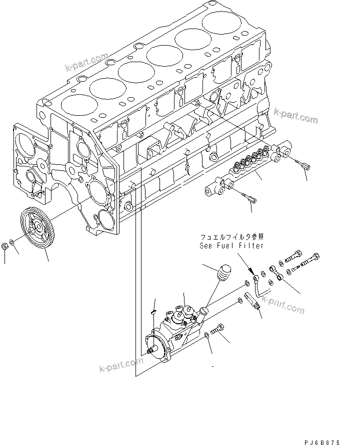 Komatsu parts book diagram for SA6D140E-3L-7 S/N 110001-UP: FUEL SUPPLY PUMP AND COMMON RAIL MOUNTING