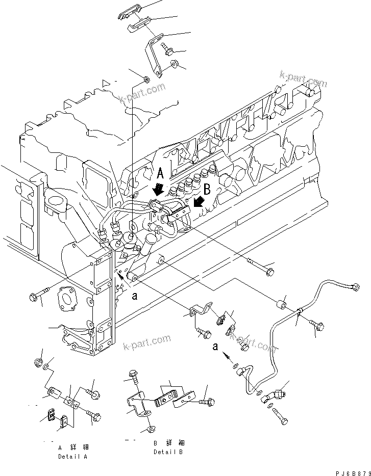 Komatsu parts book diagram for SA6D140E-3L-7 S/N 110001-UP: FUEL PUMP SUPPLY AND RETURN PIPING