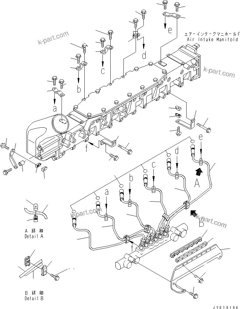 Komatsu parts book diagram for SA6D140E-3L-7 S/N 110001-UP: FUEL PIPING
