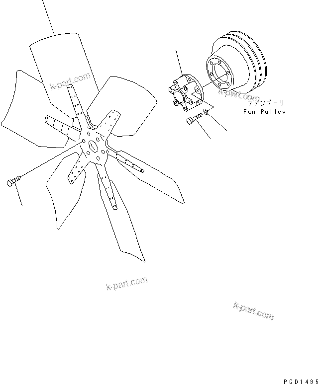 Komatsu parts book diagram for SA6D140E-3L-7 S/N 110001-UP: COOLING FAN