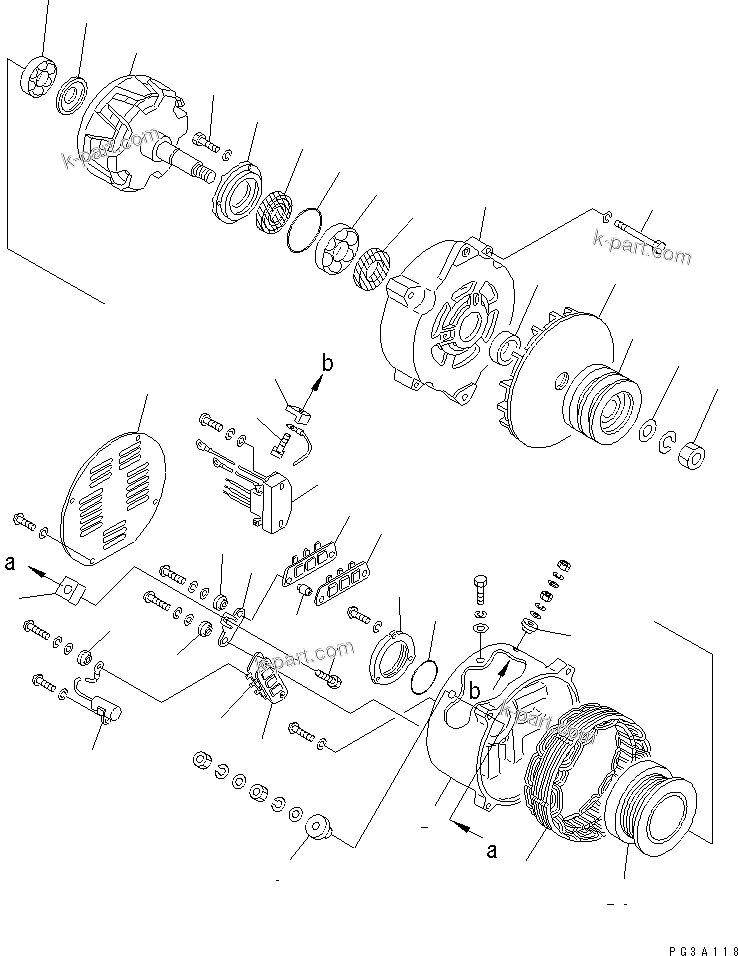 Komatsu parts book diagram for SA6D140E-3L-7 S/N 110001-UP: ALTERNATOR (75A) (INNER PARTS)