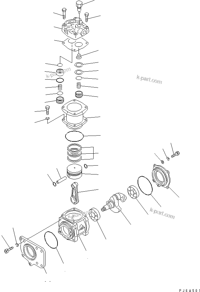 Komatsu parts book diagram for SA6D140E-3L-7 S/N 110001-UP: AIR COMPRESSOR (INNER PARTS)