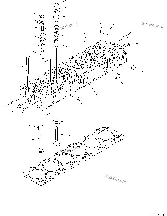 Komatsu parts book diagram for SA6D108E-2A-S7 S/N 19030-UP: CYLINDER HEAD