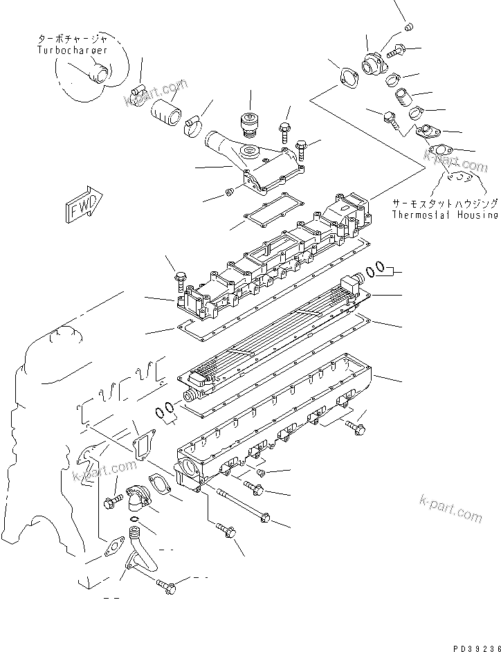 Komatsu parts book diagram for SA6D108E-2A-S7 S/N 19030-UP: AIR INTAKE MANIFOLD (FOR MECHANICAL GOVERNOR)(#25950-)