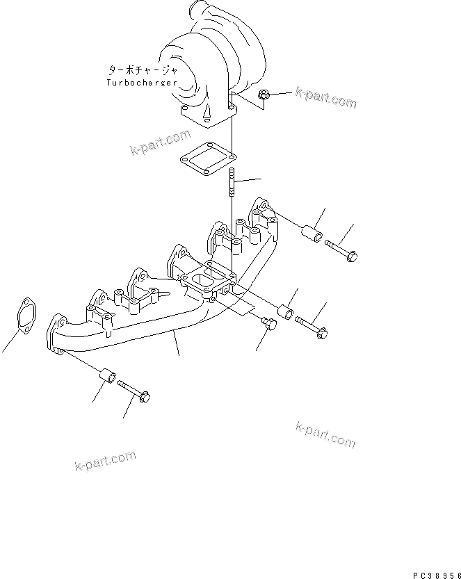 Komatsu parts book diagram for SA6D108E-2A-S7 S/N 19030-UP: EXHAUST MANIFOLD(#21562-)