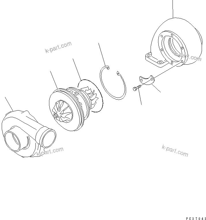 Komatsu parts book diagram for SA6D108E-2A-S7 S/N 19030-UP: TURBOCHARGER (INNER PARTS)(#21722-25949)