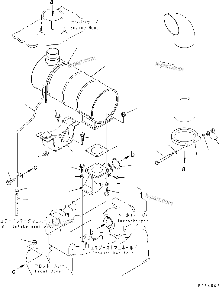 Komatsu parts book diagram for SA6D108E-2A-S7 S/N 19030-UP: MUFFLER(#21722-25949)