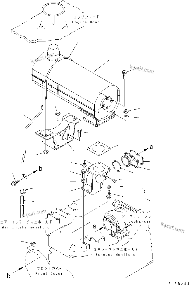 Komatsu parts book diagram for SA6D108E-2A-S7 S/N 19030-UP: MUFFLER (CATALYZER TYPE)(#32610-)