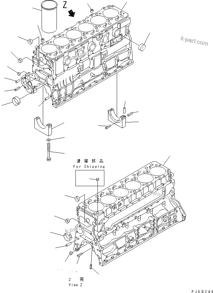 Komatsu parts book diagram for SA6D108E-2A-S7 S/N 19030-UP: CYLINDER BLOCK(#29485-)