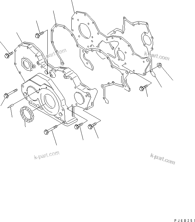 Komatsu parts book diagram for SA6D108E-2A-S7 S/N 19030-UP: FRONT COVER(#29476-)