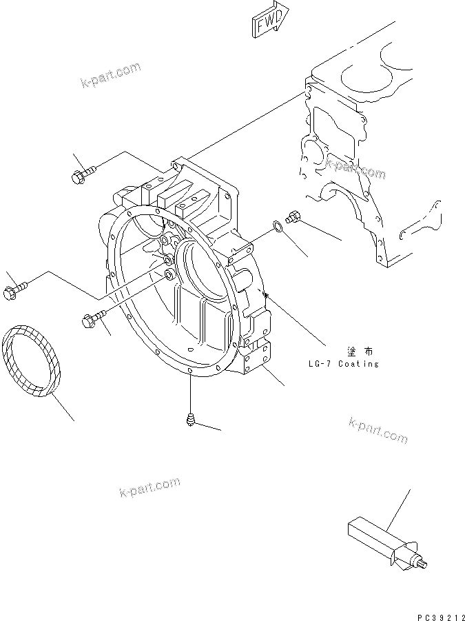 Komatsu parts book diagram for SA6D108E-2A-S7 S/N 19030-UP: FLYWHEEL HOUSING (FOR MECHANICAL GOVERNOR)(#21560-)