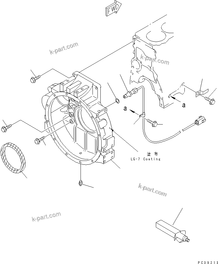 Komatsu parts book diagram for SA6D108E-2A-S7 S/N 19030-UP: FLYWHEEL HOUSING (WITH REVORUTION SENSOR)(#21560-)