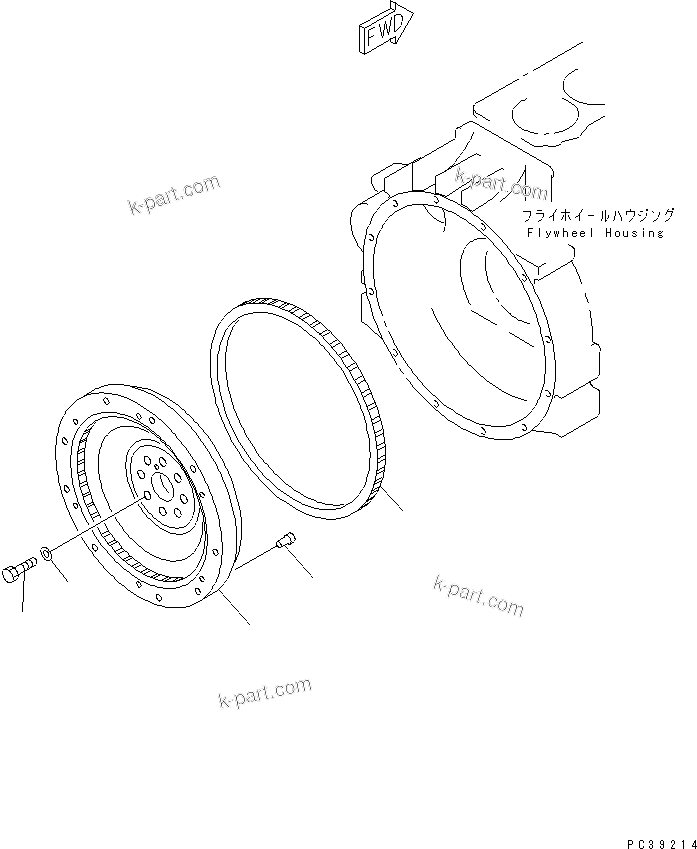 Komatsu parts book diagram for SA6D108E-2A-S7 S/N 19030-UP: FLYWHEEL(#21560-)