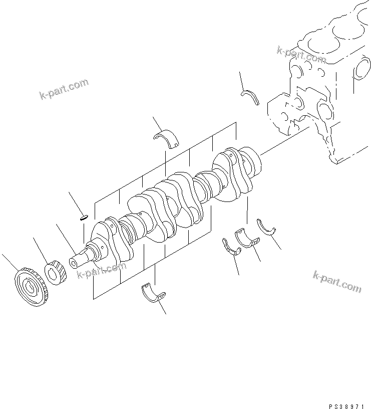 Komatsu parts book diagram for SA6D108E-2A-S7 S/N 19030-UP: CRANKSHAFT(#21560-)