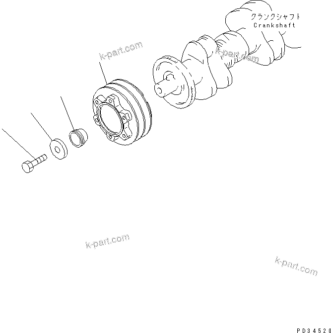 Komatsu parts book diagram for SA6D108E-2A-S7 S/N 19030-UP: CRANK PULLEY (NON HARDENING PULLEY)(#21560-35927)