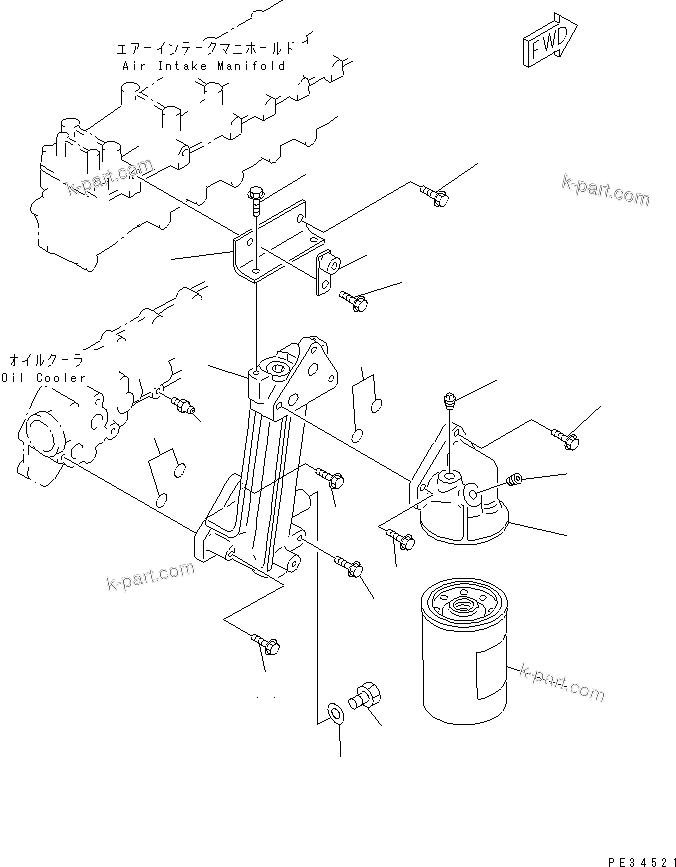 Komatsu parts book diagram for SA6D108E-2A-S7 S/N 19030-UP: OIL FILTER(#21560-)