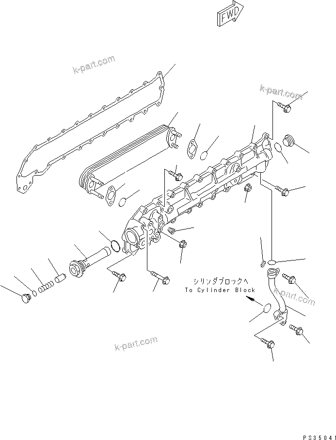 Komatsu parts book diagram for SA6D108E-2A-S7 S/N 19030-UP: OIL COOLER (FOR MECHANICAL GOVERNOR)
