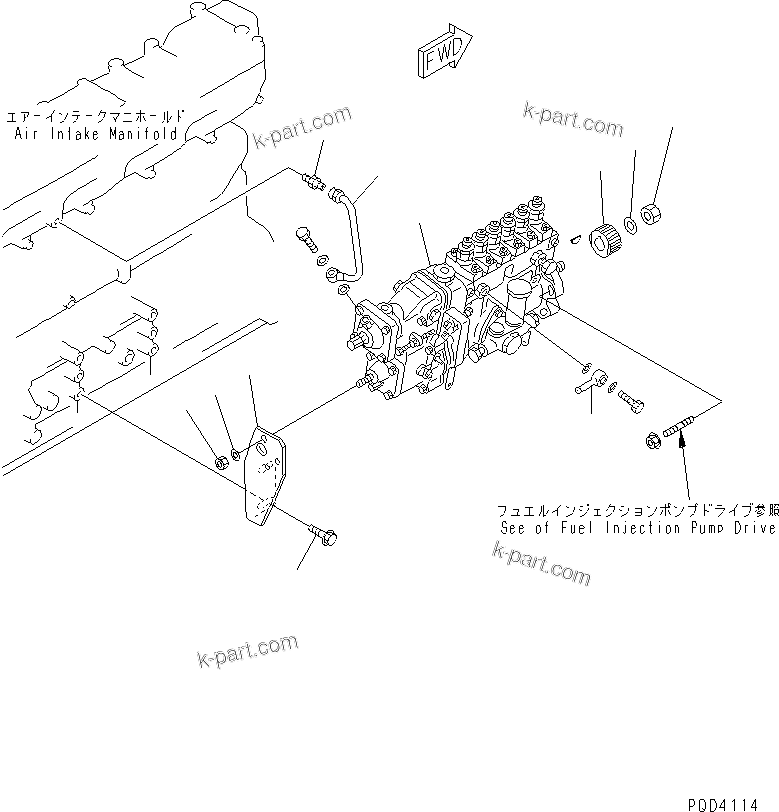 Komatsu parts book diagram for SA6D108E-2A-S7 S/N 19030-UP: FUEL INJECTION PUMP MOUNTING (FOR MECHANICAL GOVERNOR)(#21722-)