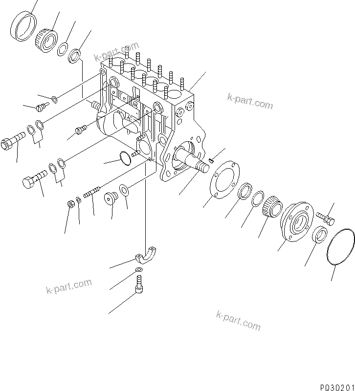 Komatsu parts book diagram for SA6D108E-2A-S7 S/N 19030-UP: FUEL INJECTION PUMP (PUMP) (1/2) (FOR MECHANICAL GOVERNOR) (INNER PARTS)(#21722-)