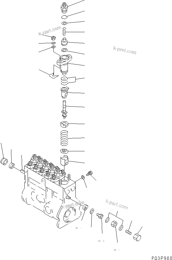 Komatsu parts book diagram for SA6D108E-2A-S7 S/N 19030-UP: FUEL INJECTION PUMP (PUMP) (2/2) (FOR MECHANICAL GOVERNOR) (INNER PARTS)(#21722-)