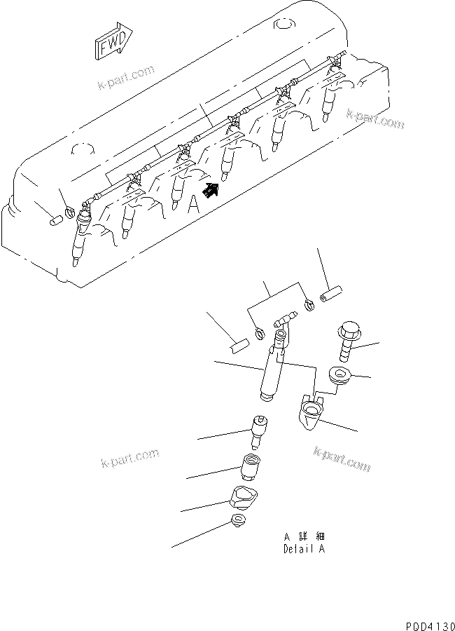 Komatsu parts book diagram for SA6D108E-2A-S7 S/N 19030-UP: INJECTION NOZZLE (FOR MECHANICAL GOVERNOR)