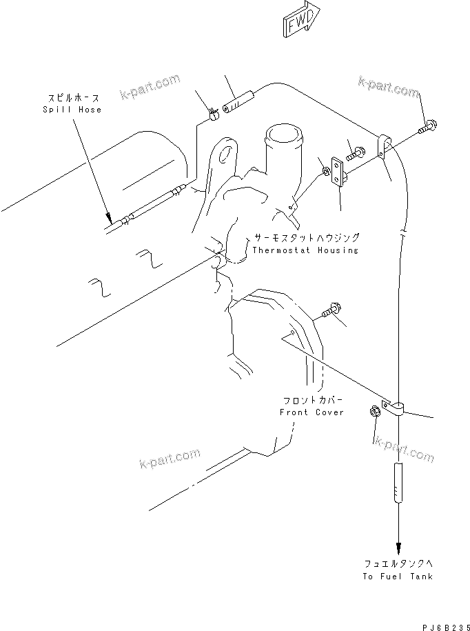 Komatsu parts book diagram for SA6D108E-2A-S7 S/N 19030-UP: FUEL RETURN (WITH AIR COMPRESSOR)(#30009-)