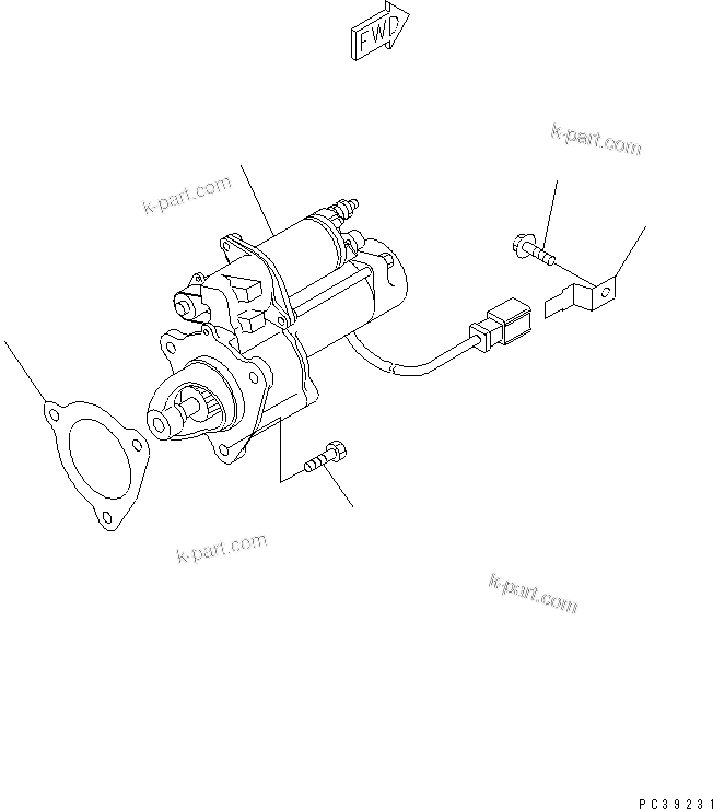 Komatsu parts book diagram for SA6D108E-2A-S7 S/N 19030-UP: STARTING MOTOR MOUNTING (7.5KW)(#21560-27866)