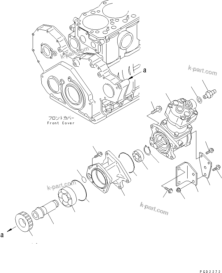 Komatsu parts book diagram for SA6D108E-2A-S7 S/N 19030-UP: AIR COMPRESSOR MOUNTING(#32423-)