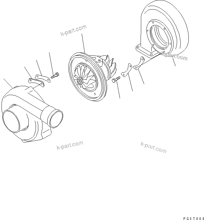 Komatsu parts book diagram for SA6D110-1W S/N 54110-UP: TURBOCHARGER