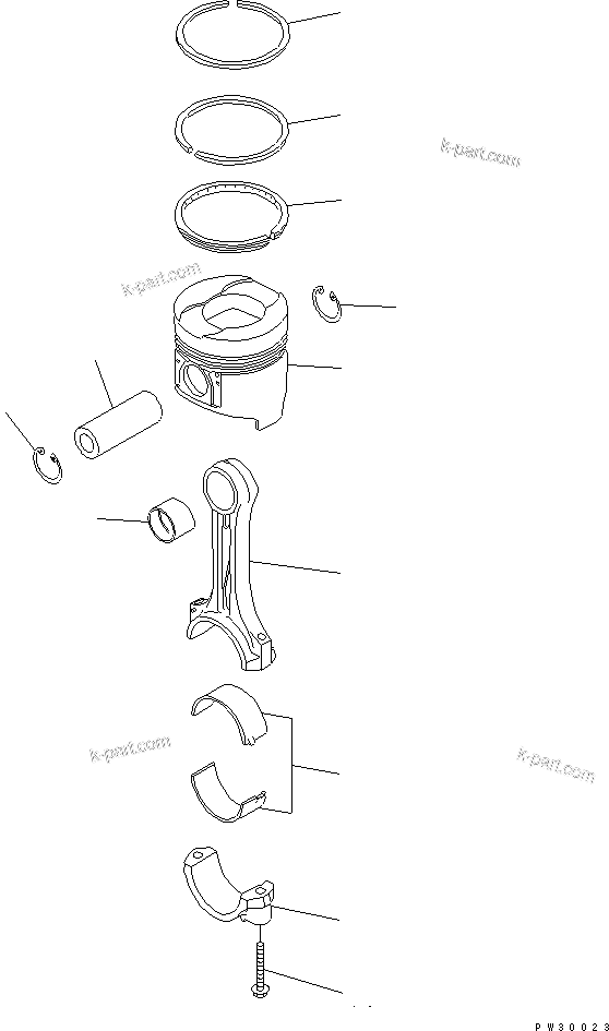 Komatsu parts book diagram for SA6D110-1W S/N 54110-UP: PISTON AND CONNECTING ROD