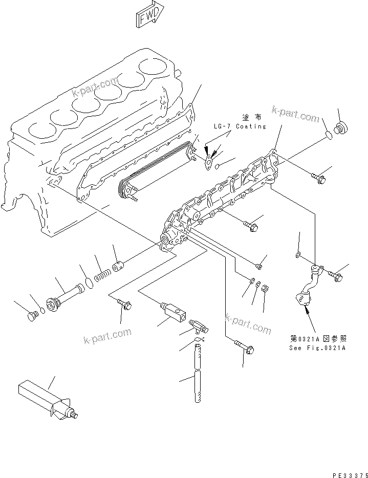 Komatsu parts book diagram for SA6D110-1W S/N 54110-UP: LUBRICATING OIL COOLER(#60925-)