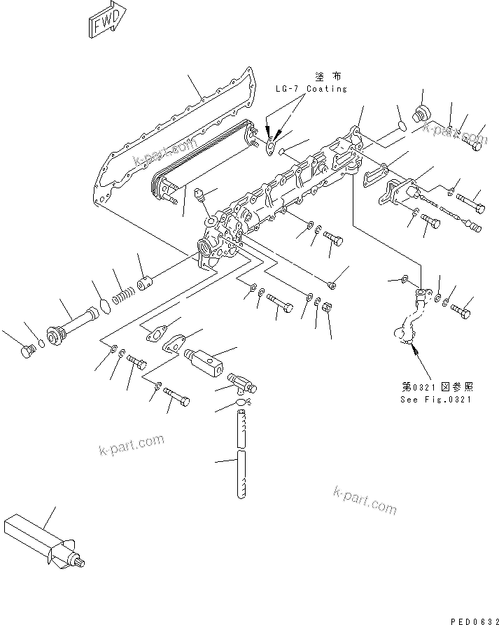 Komatsu parts book diagram for SA6D110-1W S/N 54110-UP: LUBRICATING OIL COOLER (COLD TERRAIN SPEC.)(#56997-60924)