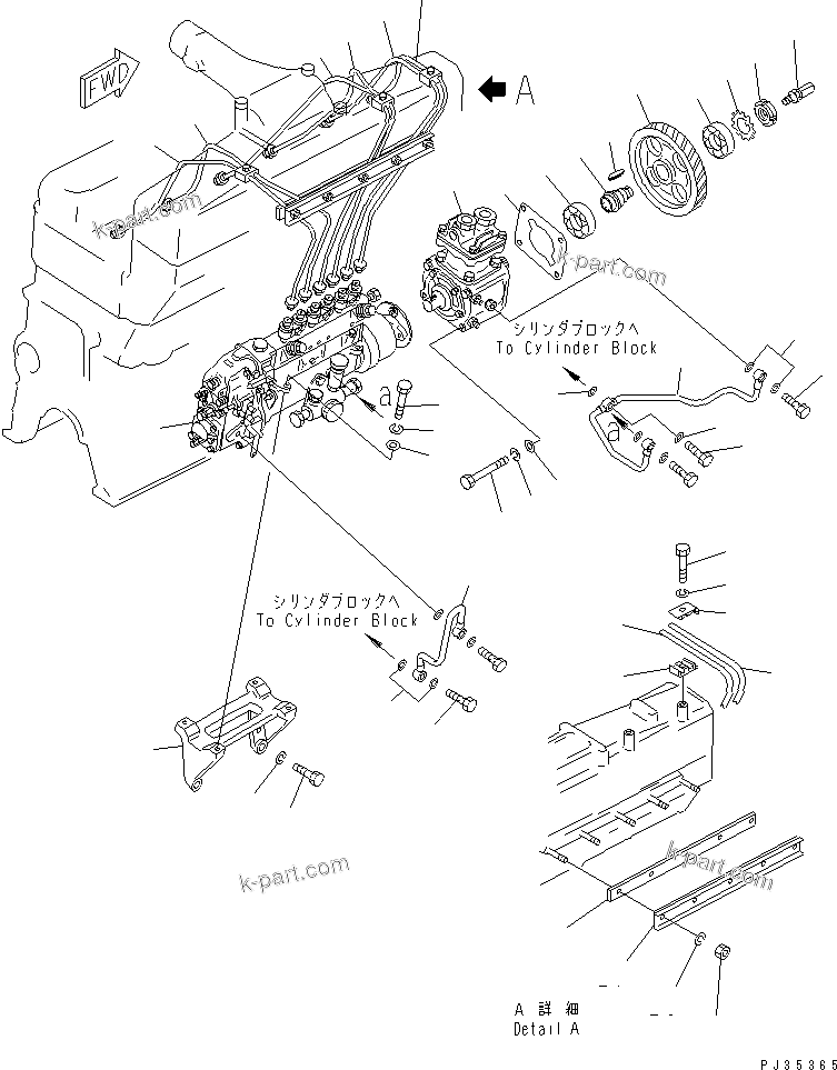 Komatsu parts book diagram for SA6D110-1W S/N 54110-UP: FUEL INJECTION PUMP AND PIPING(#56997-)