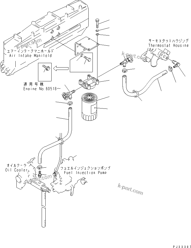 Komatsu parts book diagram for SA6D110-1W S/N 54110-UP: CORROSION RESISTOR AND PIPING