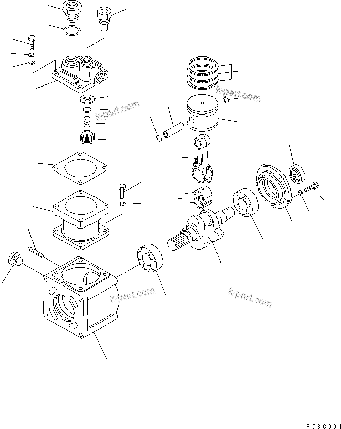 Komatsu parts book diagram for SA6D110-1W S/N 54110-UP: AIR COMPRESSOR