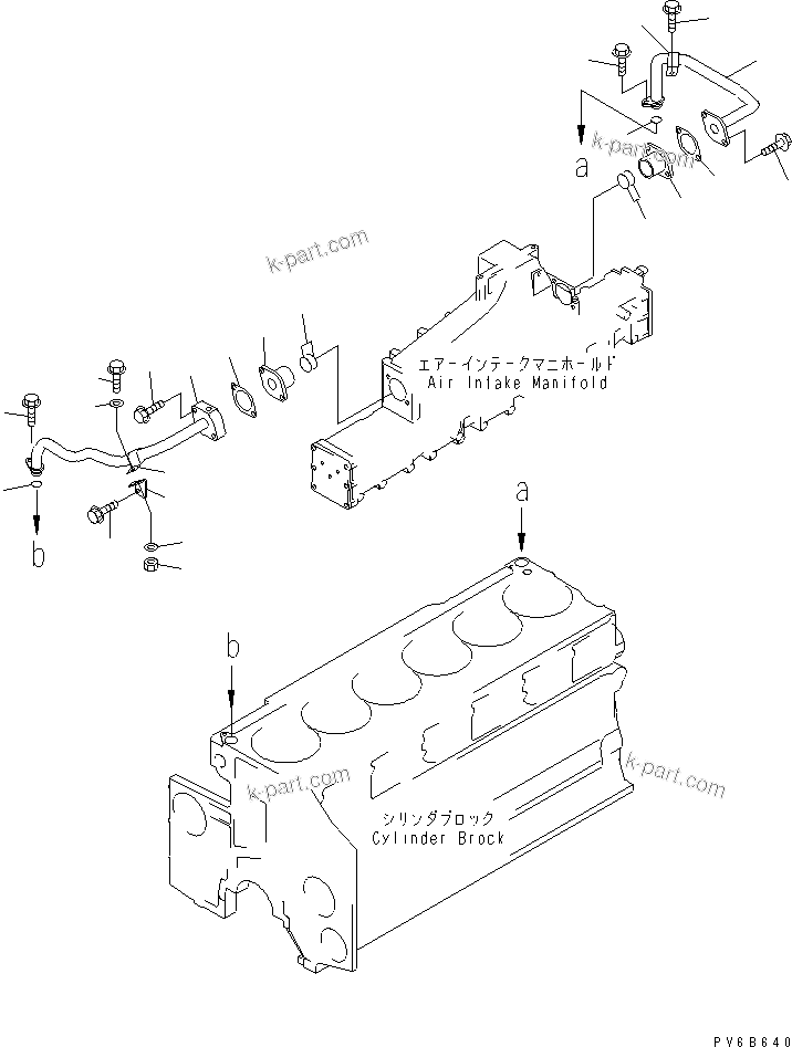 Komatsu parts book diagram for SA6D140E-3CM-7 S/N 110001-UP: AFTER COOLER WATER PIPING