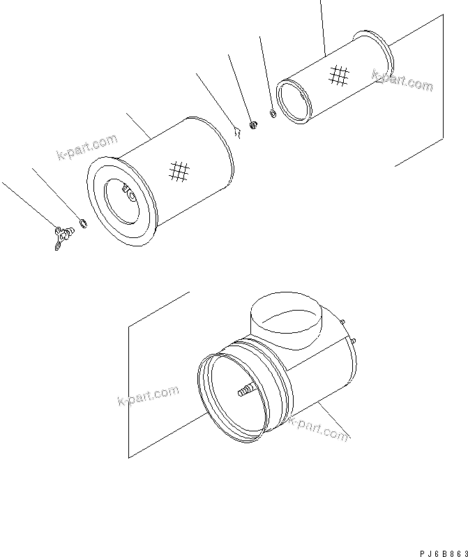 Komatsu parts book diagram for SA6D140E-3CM-7 S/N 110001-UP: AIR CLEANER (INNER PARTS)