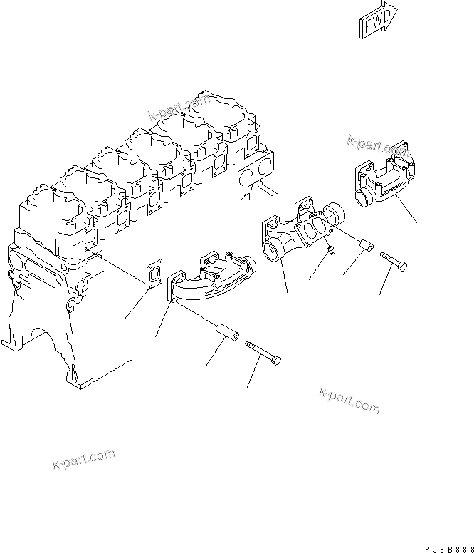 Komatsu parts book diagram for SA6D140E-3CM-7 S/N 110001-UP: EXHAUST MANIFOLD