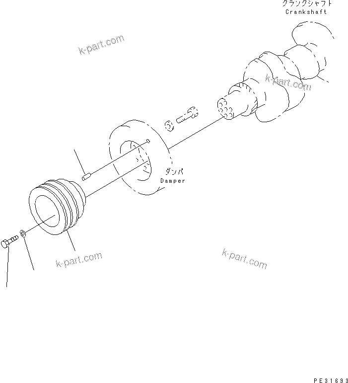 Komatsu parts book diagram for SA6D140E-3CM-7 S/N 110001-UP: CRANK PULLEY