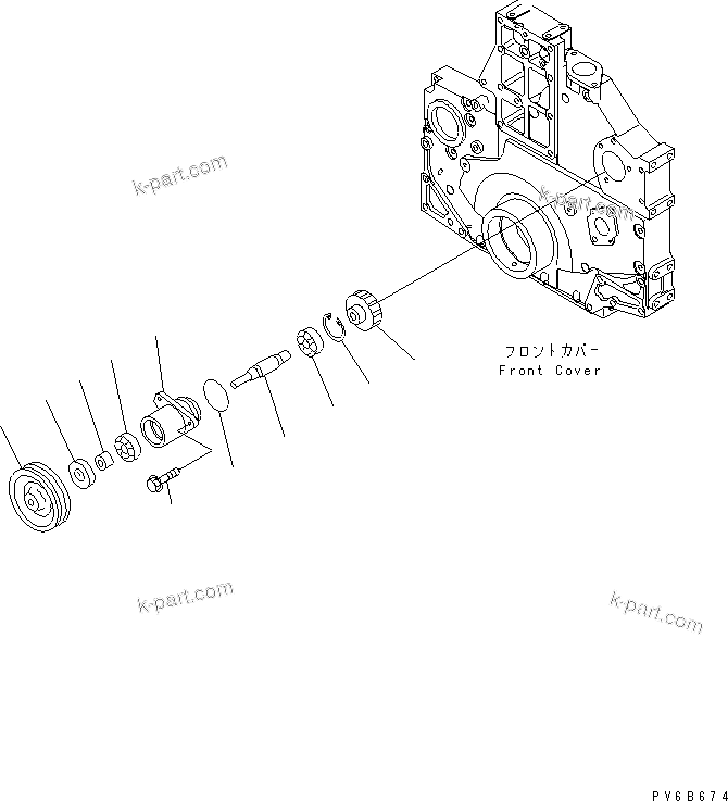 Komatsu parts book diagram for SA6D140E-3CM-7 S/N 110001-UP: FRONT POWER TAKE OFF (SANDY AND DUSTY SPEC.)