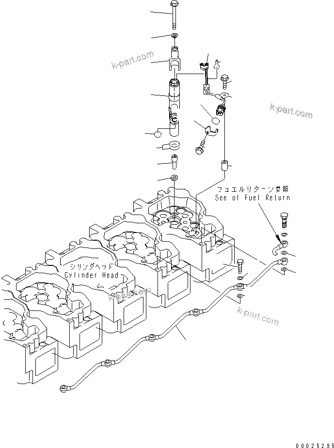 Komatsu parts book diagram for SA6D140E-3CM-7 S/N 110001-UP: FUEL INJECTOR