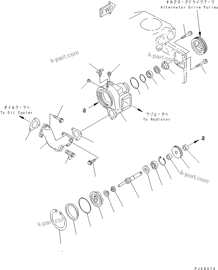 Komatsu parts book diagram for SA6D140E-3CM-7 S/N 110001-UP: WATER PUMP