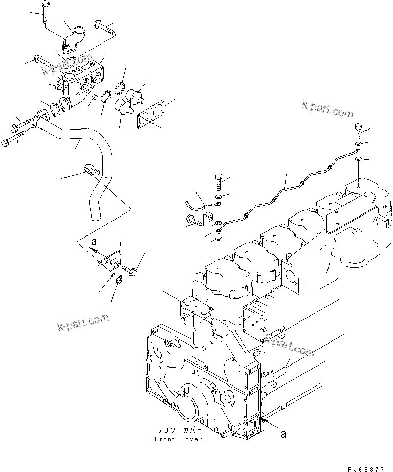 Komatsu parts book diagram for SA6D140E-3CM-7 S/N 110001-UP: THERMOSTAT AND AIR VENT